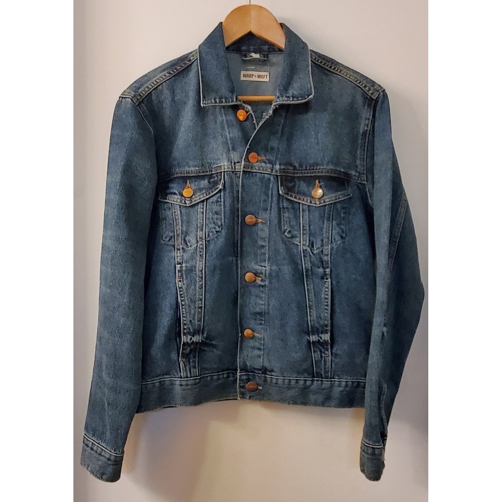 Warp + Weft Jean Trucker Jacket Denim Sea Seattle Scout Blue SM Copper Unisex - Picture 6 of 16